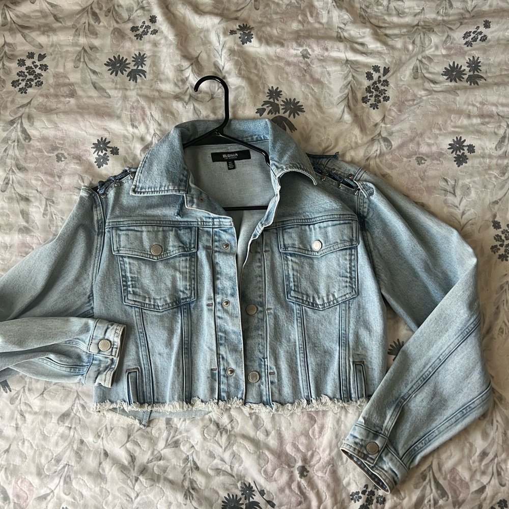 Hudson Jean Jacket Cropped Trucker Lace Up Jacket